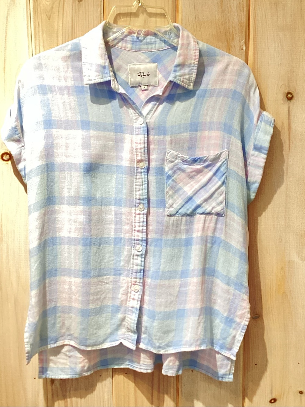 Rails Whitney linen blend short sleeve button down Small